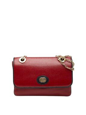 Gucci Marina Chain Shoulder Bag Red Black Leather